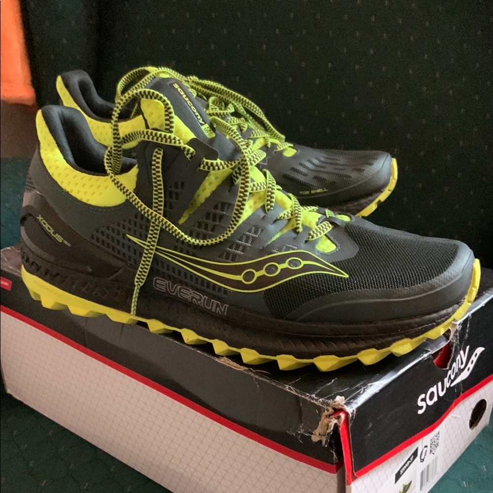 Saucony Black and Yellow Athletic Trail Shoes